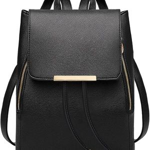 Black leather backpack